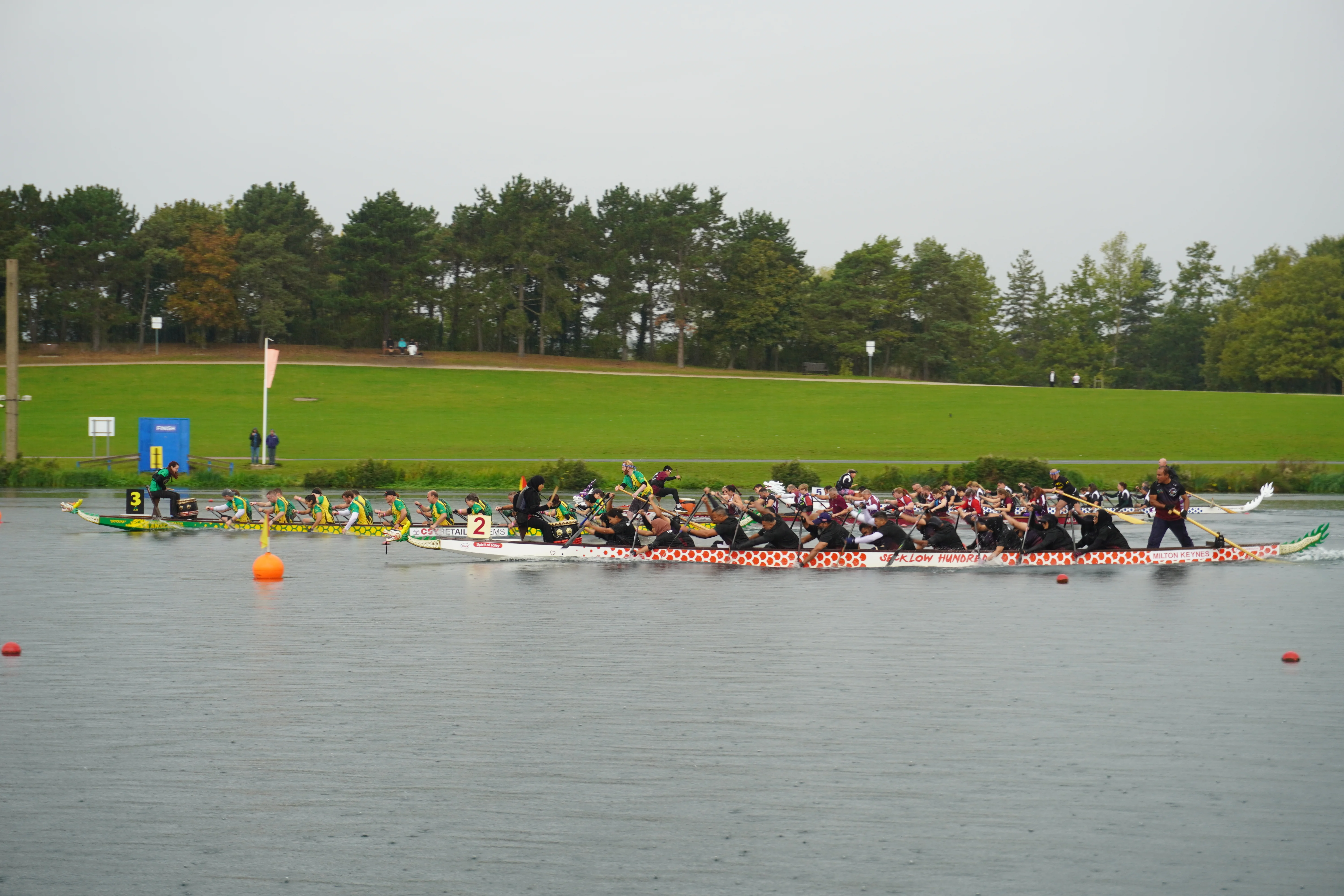Dragon boating in action