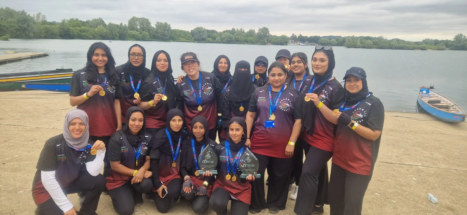 Women's team with medal